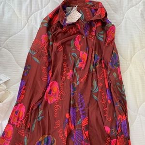 Free people Oversized Maroon Button Up Blouse